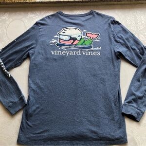 Vineyard Vines Big Whale EDSFTG Skii Blue Long Sleeves Logo Shirt Men’s Size M